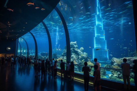 Aquarium de Dubaï et Burj Khalifa